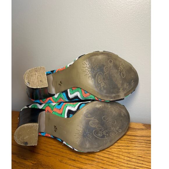 Naughty Monkey Women's Moroccan Strut Pump Black Orange Peep Toe Y2K Size 7.5 - Picture 8 of 8